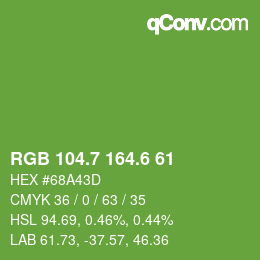 カラーコード: RGB 104.7 164.6 61 | qconv.com