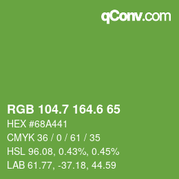 カラーコード: RGB 104.7 164.6 65 | qconv.com