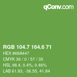 カラーコード: RGB 104.7 164.6 71 | qconv.com