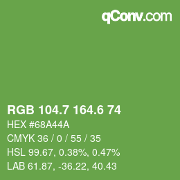 カラーコード: RGB 104.7 164.6 74 | qconv.com