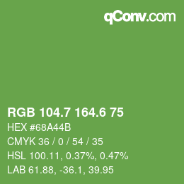 カラーコード: RGB 104.7 164.6 75 | qconv.com