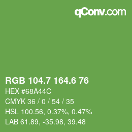 カラーコード: RGB 104.7 164.6 76 | qconv.com