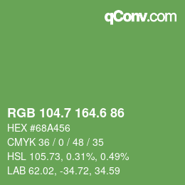 カラーコード: RGB 104.7 164.6 86 | qconv.com
