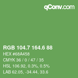 カラーコード: RGB 104.7 164.6 88 | qconv.com