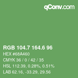 カラーコード: RGB 104.7 164.6 96 | qconv.com