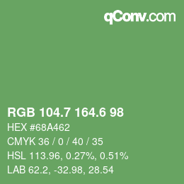 カラーコード: RGB 104.7 164.6 98 | qconv.com
