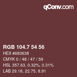 カラーコード: RGB 104.7 54 56 | qconv.com