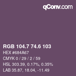 カラーコード: RGB 104.7 74.6 103 | qconv.com