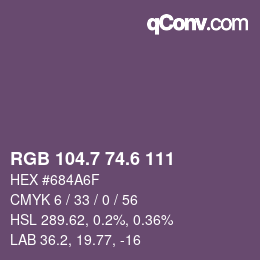 カラーコード: RGB 104.7 74.6 111 | qconv.com