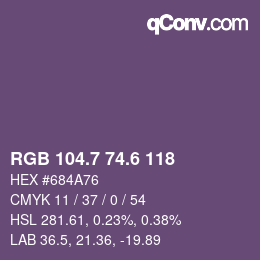 カラーコード: RGB 104.7 74.6 118 | qconv.com