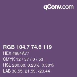 カラーコード: RGB 104.7 74.6 119 | qconv.com