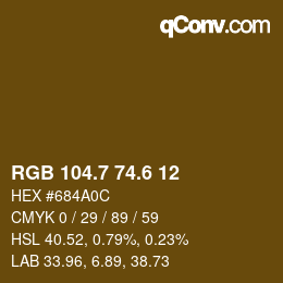 カラーコード: RGB 104.7 74.6 12 | qconv.com