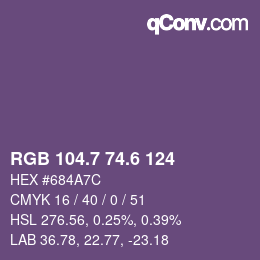 カラーコード: RGB 104.7 74.6 124 | qconv.com