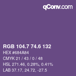 カラーコード: RGB 104.7 74.6 132 | qconv.com