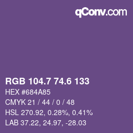 カラーコード: RGB 104.7 74.6 133 | qconv.com