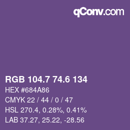 カラーコード: RGB 104.7 74.6 134 | qconv.com