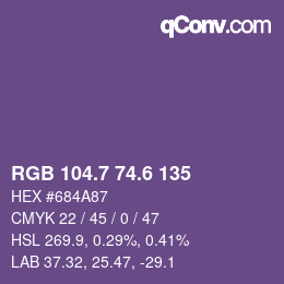 カラーコード: RGB 104.7 74.6 135 | qconv.com