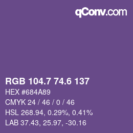 カラーコード: RGB 104.7 74.6 137 | qconv.com