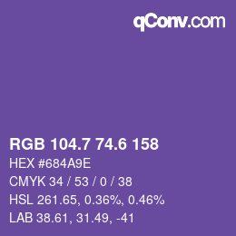 カラーコード: RGB 104.7 74.6 158 | qconv.com