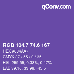 カラーコード: RGB 104.7 74.6 167 | qconv.com
