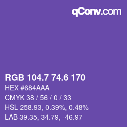 カラーコード: RGB 104.7 74.6 170 | qconv.com