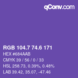 カラーコード: RGB 104.7 74.6 171 | qconv.com