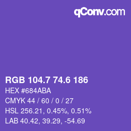 カラーコード: RGB 104.7 74.6 186 | qconv.com