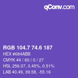カラーコード: RGB 104.7 74.6 187 | qconv.com