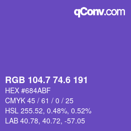 カラーコード: RGB 104.7 74.6 191 | qconv.com