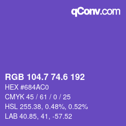 カラーコード: RGB 104.7 74.6 192 | qconv.com