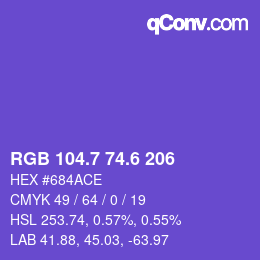 カラーコード: RGB 104.7 74.6 206 | qconv.com