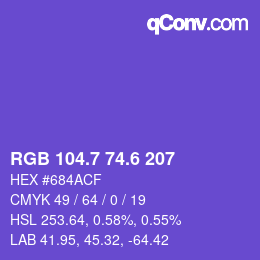 カラーコード: RGB 104.7 74.6 207 | qconv.com