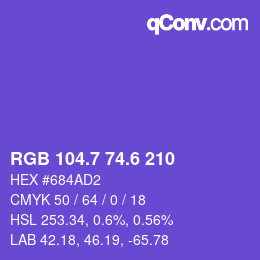 カラーコード: RGB 104.7 74.6 210 | qconv.com