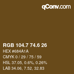 カラーコード: RGB 104.7 74.6 26 | qconv.com