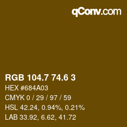 カラーコード: RGB 104.7 74.6 3 | qconv.com