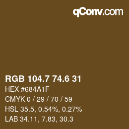 カラーコード: RGB 104.7 74.6 31 | qconv.com