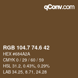 カラーコード: RGB 104.7 74.6 42 | qconv.com