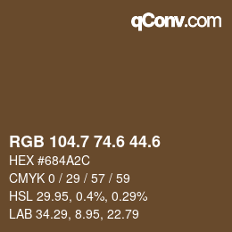 カラーコード: RGB 104.7 74.6 44.6 | qconv.com