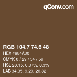 カラーコード: RGB 104.7 74.6 48 | qconv.com