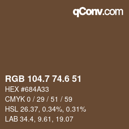 カラーコード: RGB 104.7 74.6 51 | qconv.com
