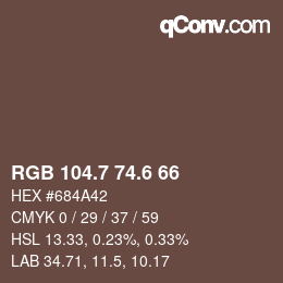 カラーコード: RGB 104.7 74.6 66 | qconv.com