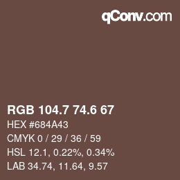 カラーコード: RGB 104.7 74.6 67 | qconv.com