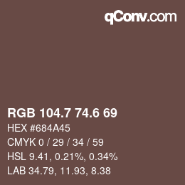 カラーコード: RGB 104.7 74.6 69 | qconv.com