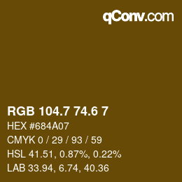 カラーコード: RGB 104.7 74.6 7 | qconv.com