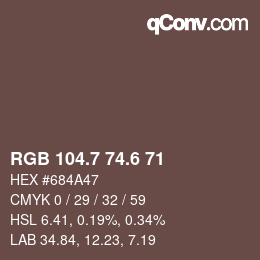 カラーコード: RGB 104.7 74.6 71 | qconv.com