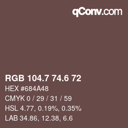 カラーコード: RGB 104.7 74.6 72 | qconv.com