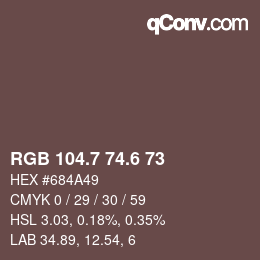 カラーコード: RGB 104.7 74.6 73 | qconv.com