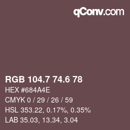 カラーコード: RGB 104.7 74.6 78 | qconv.com