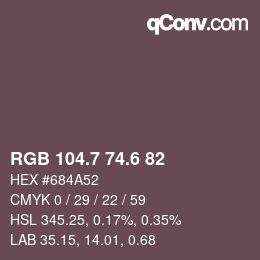 カラーコード: RGB 104.7 74.6 82 | qconv.com