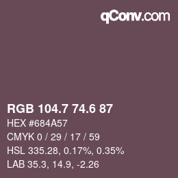 カラーコード: RGB 104.7 74.6 87 | qconv.com